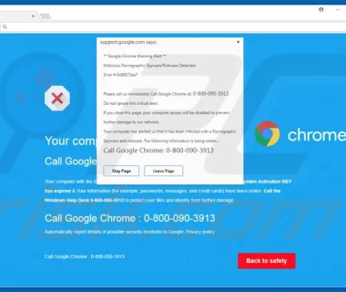 Types of Fake Chrome Error Messages