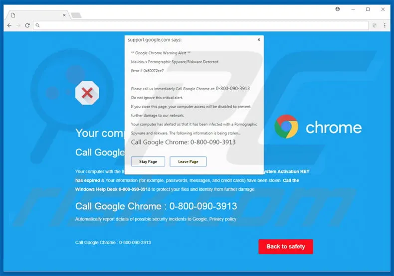 Types of Fake Chrome Error Messages